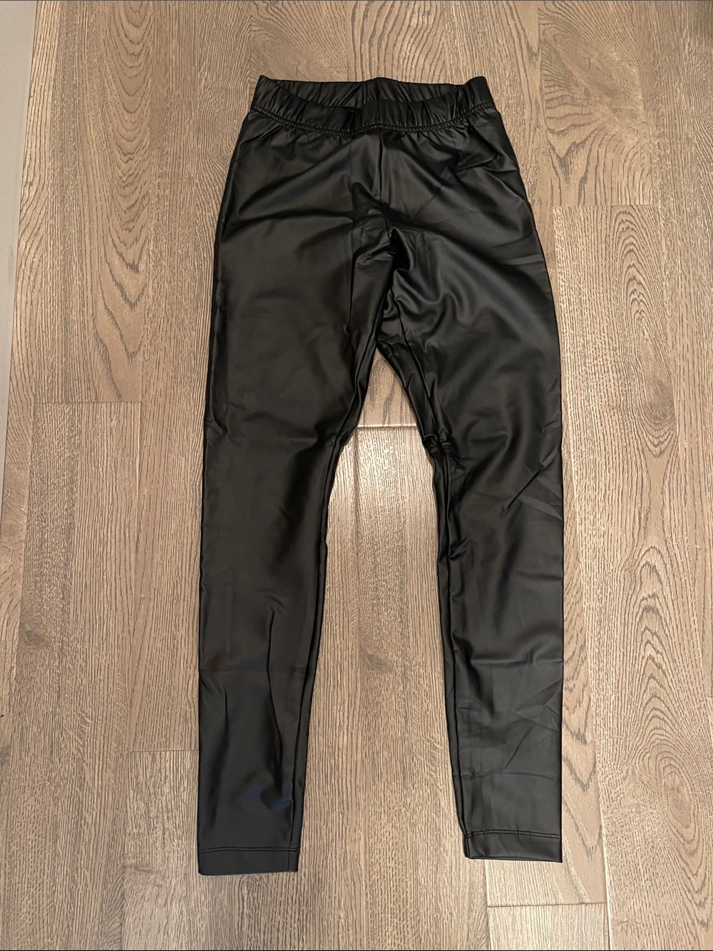 NWT Black Pleather Leggings Sz XS (fits large)